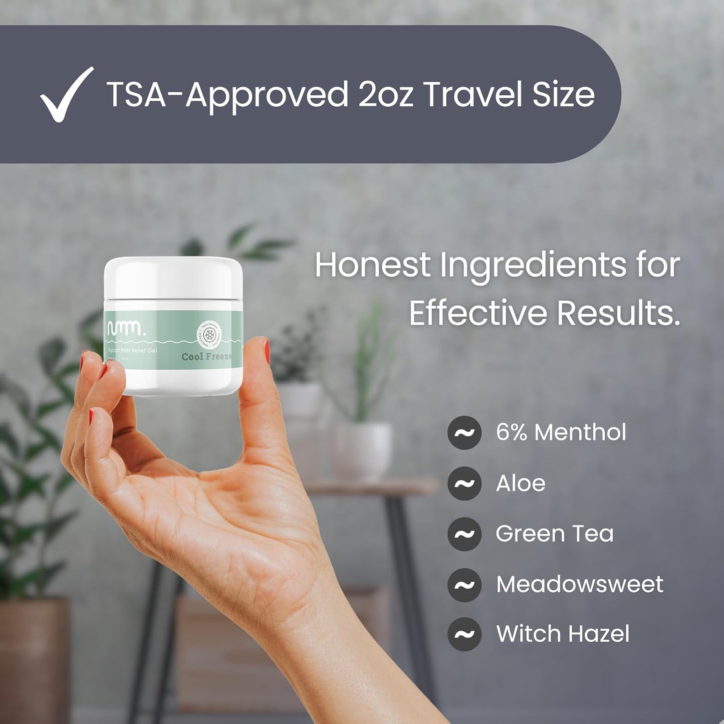 numm. Instant Pain Relief Gel, Cool Freeze, 6% Menthol, Citrus Mint Scent (2 Ounce (Pack of 1))