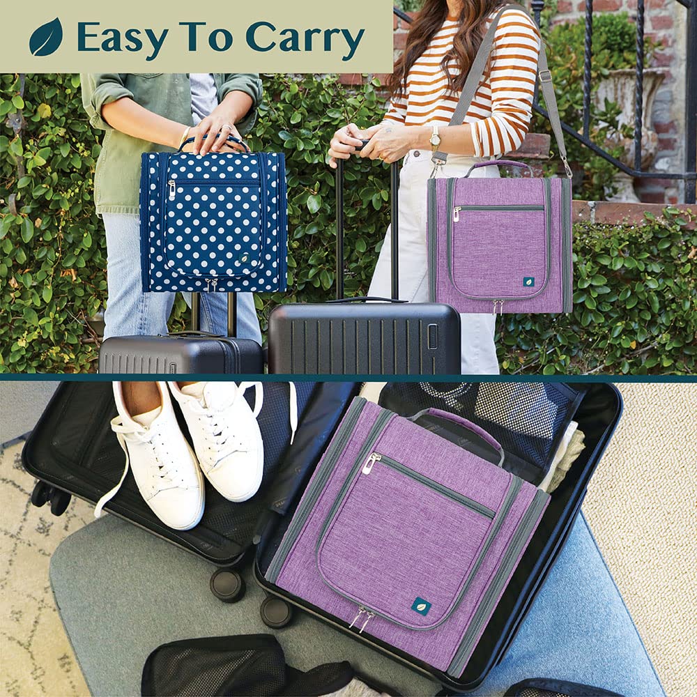 PAVILIA Extra Large Toiletry Bag Travel Bag for Women Men, Hanging Cosmetic Organizer, Water Resistant Makeup Bag for Accessories Toiletries, Travel Essentials Kit (Purple)