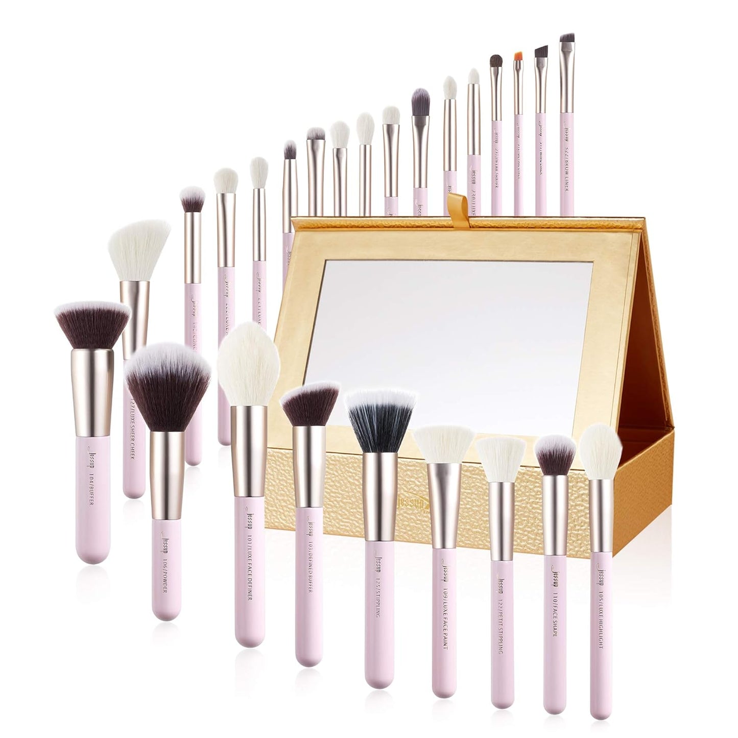 Jessup Makeup Brushes Set Professional Makeup Brush Eyeshadow Blending Powder Foundation Blusher Concealer 25pcs with Cosmetics Storage Box, Blushing Bride T295