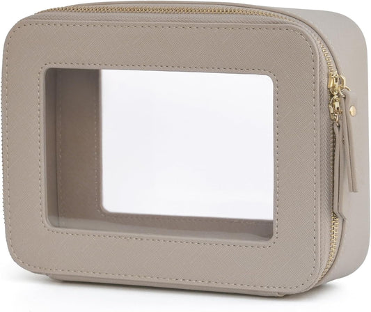 Popvibe Clear Makeup Bag Travel Cosmetic Case Transparent Toiletry Bag with Zipper, Portable Make Up Organizer Traveling Compact Car Bag for Essentials