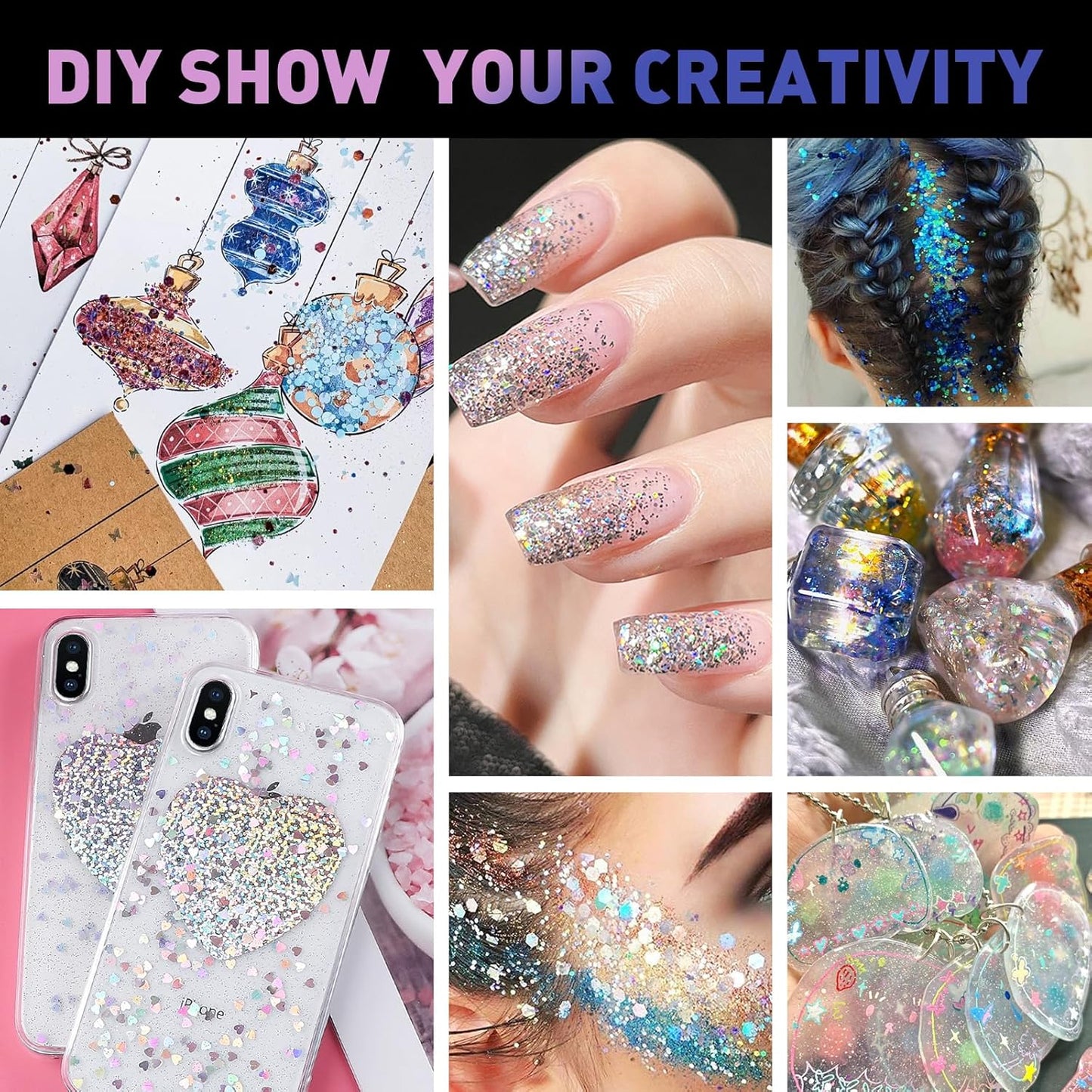 AROIC 14 Colors Body Glitter, Face & Hair Glitter Gel Set for Festival, Eye Shimmer for Women Glow in The Dark Rave Accessories Party Supplies, Face Paint Hair/Cheek/Eyelid Sparkle Makeup(18ml/Tube)