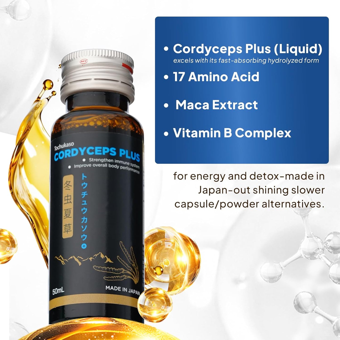 FINE JAPAN Cordyceps Plus: Premium Cordyceps Mushroom Extract and Macadamia Blend - Smart Drops Adaptogenic Mushrooms, Organic Mushroom Supplement for Energy & Immunity, Liquid Cordyceps (Pack of 10)