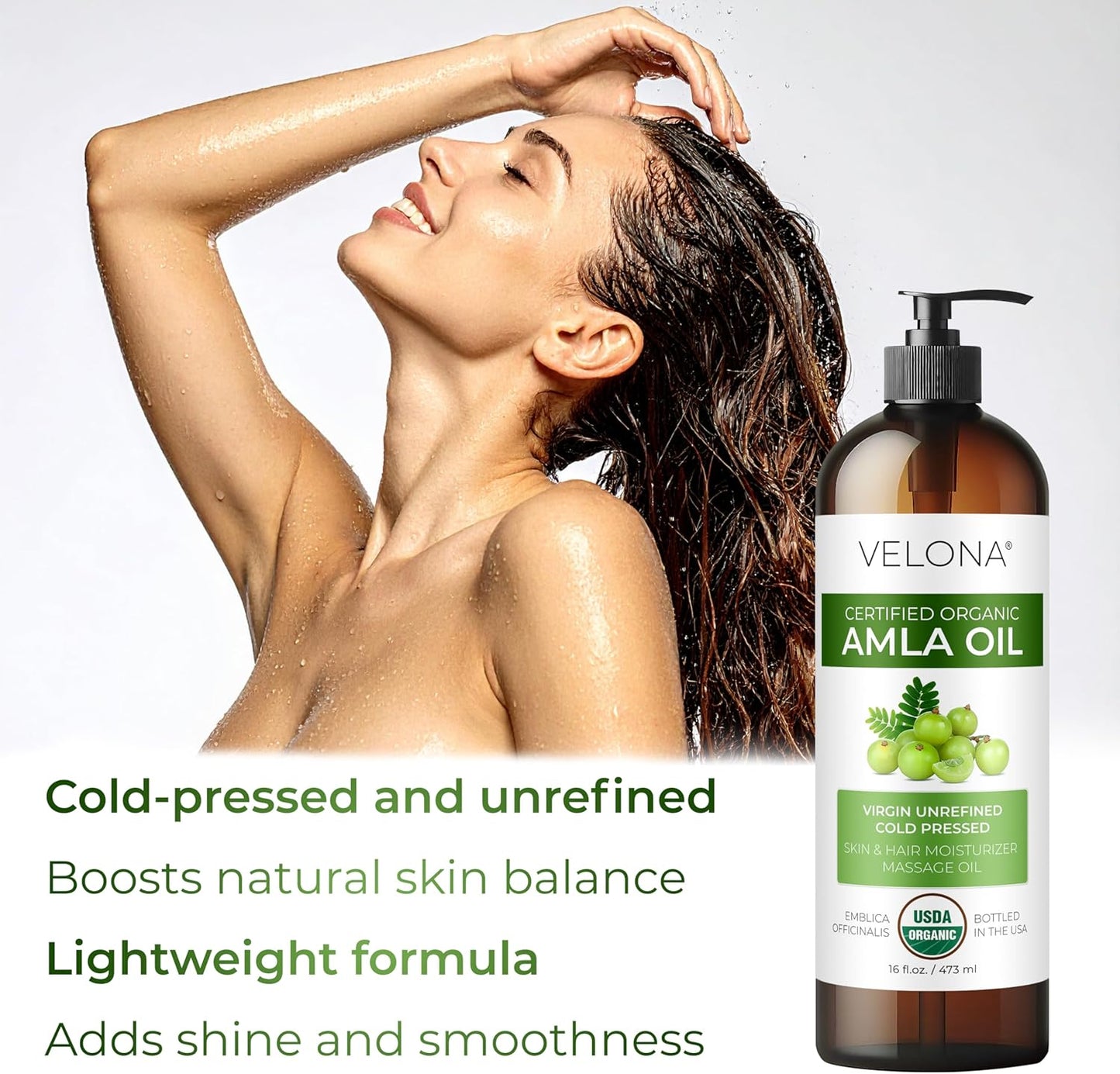 velona Amla Oil USDA Certified Organic - 64 Fl Oz | 100% Pure and Natural Carrier Oil | Extra Virgin, Unrefined, Cold Pressed