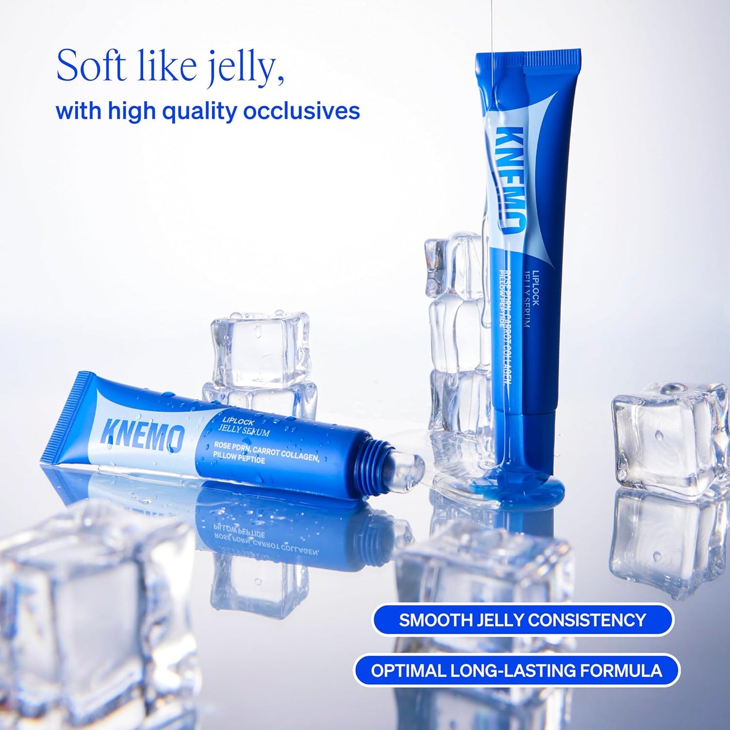 LipLock Jelly Serum for Dry Lips, Long-Lasting, Hydrating, Plumping, Glossy Mask with Rose PDRN, Carrot Collagen, Pillow Peptide, Moisturizing Tinted Lip Balm. (Crystal Clear)