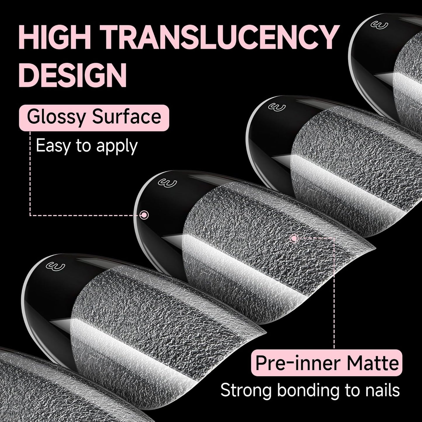 UNA GELLA Oval Round Nail Tips Half Matte 504pcs Short Oval Round Gel Nail Tips Easily Nail Extension for False Fake Acrylic Press On Nails, 12 Sizes Short Gelly Tips