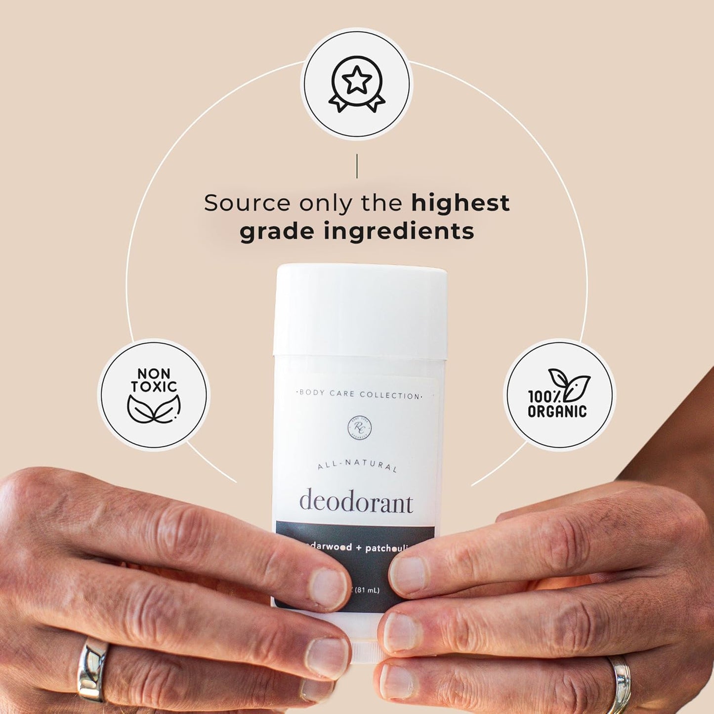 Rowe Casa Organics Cedarwood + Patchouli Natural Deodorant for Men and Women, Wood and Musky Paraben-Free Deodorant Stick with Therapeutic-Grade Essential Oils, 2 oz