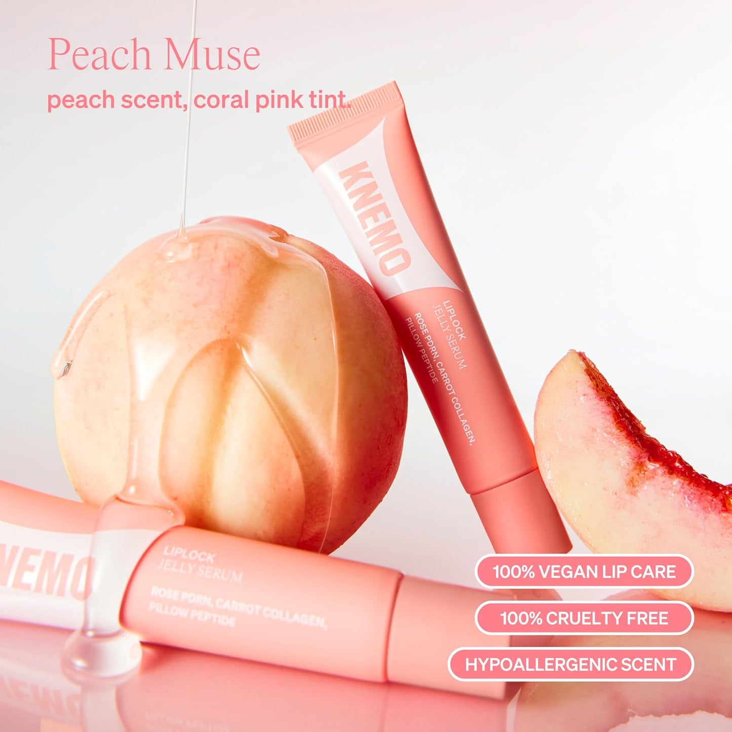 LipLock Jelly Serum for Dry Lips, Long-Lasting, Hydrating, Plumping, Glossy Mask with Rose PDRN, Carrot Collagen, Pillow Peptide, Moisturizing Tinted Lip Balm. (Peach Muse)