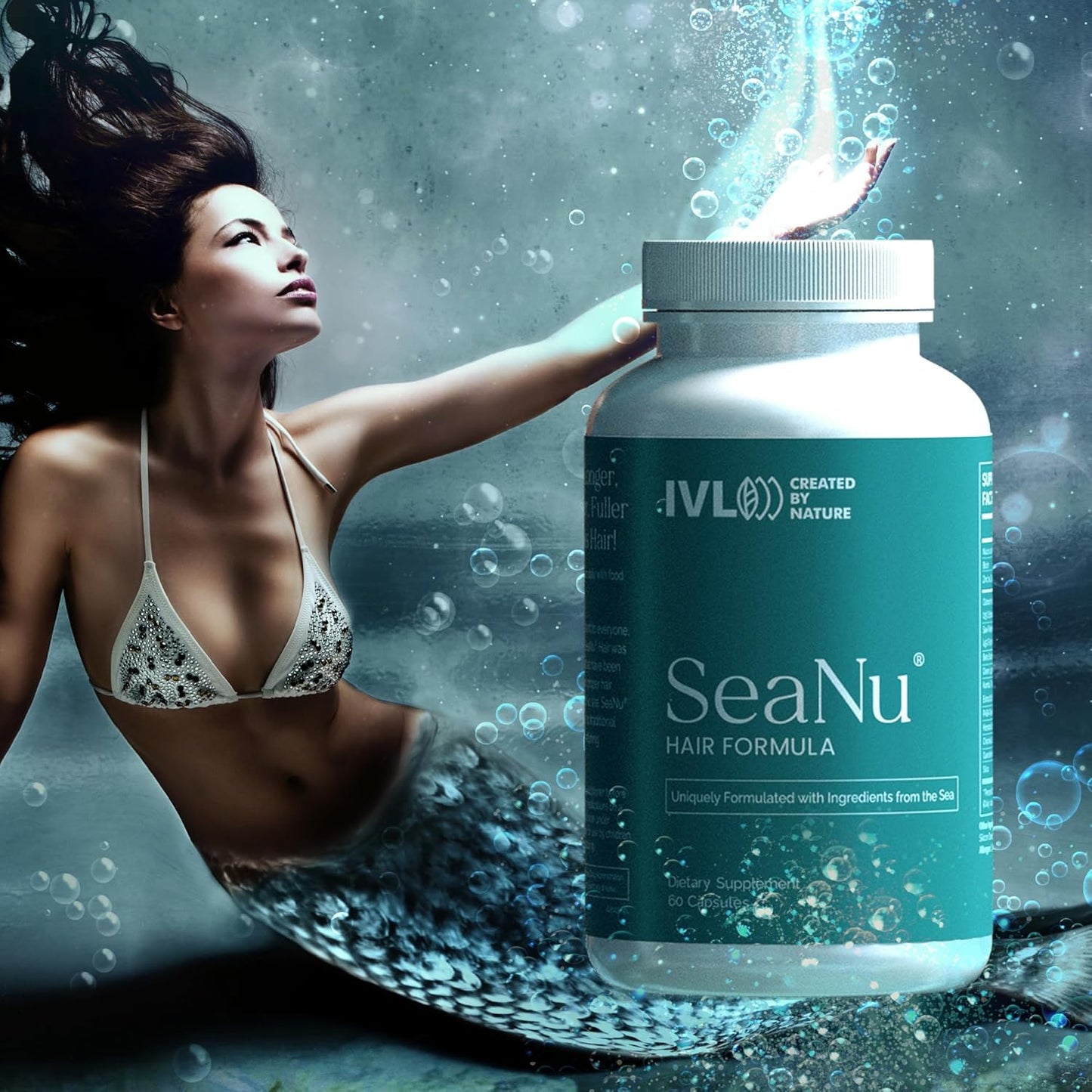 IVL - SeaNu Hair Vitamins Supplements - Hair Strength, Strand Thickness, Hair Growth - with Biotin, Vitamin B3, Zinc, Saw Palmetto Berry Extract, Green Lipped Mussel - Vitamin Hair Growth (3 Pack)