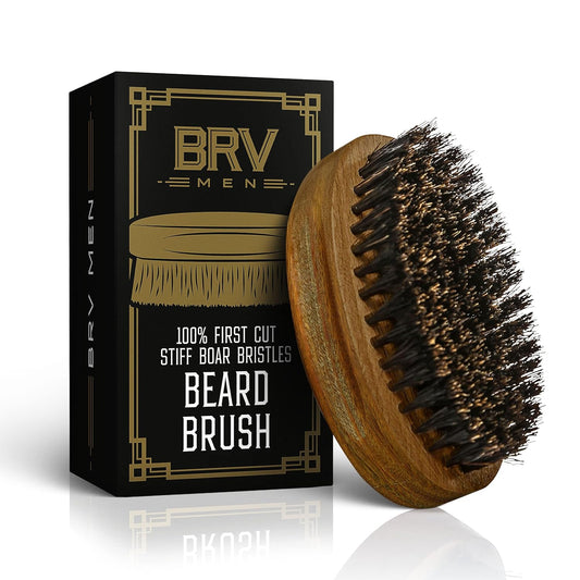 Beard Brush | Firm Boar Bristles | First-Cut Boar Hair Bristles | The Ideal Gift For Men (Green Sandalwood)