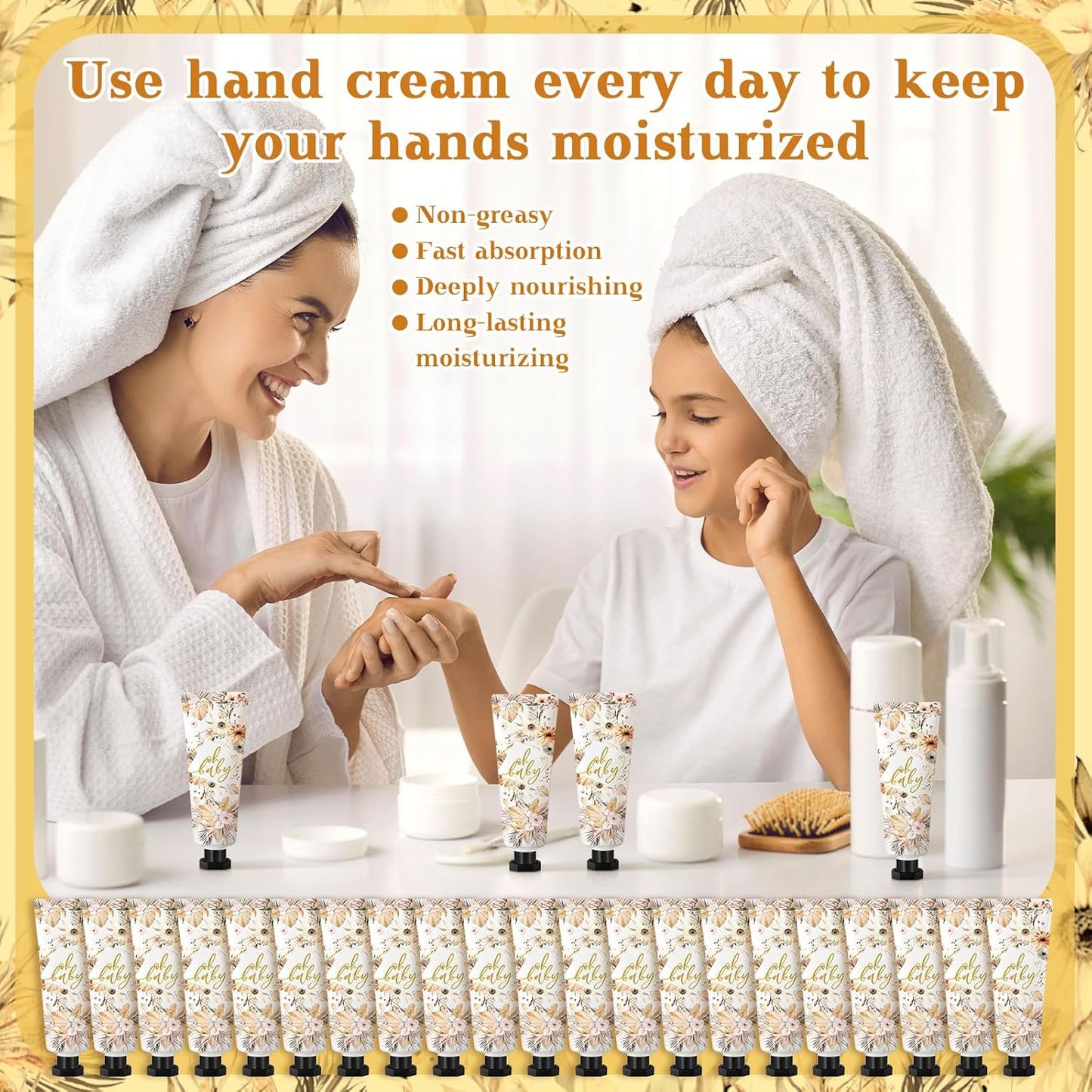 48 Sets Baby Shower Hand Cream Party Favors for Guests Gift Bulk Travel Size Hand Lotion Set for Baby Shower Wedding Christmas(Boho)