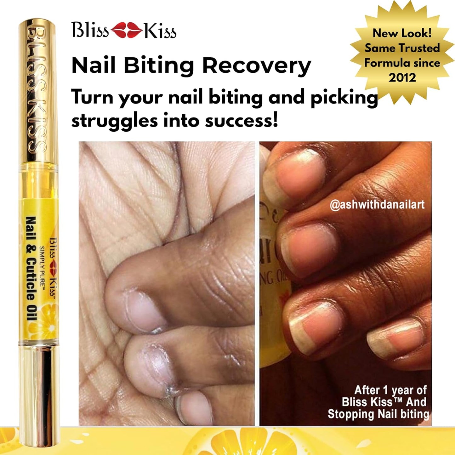 Bliss Kiss | 1 Crisp Fragrance | Nail Oil Cuticle Pen w/Vitamin E & Jojoba⏤Nail Strengthener Nail Growth Serum for Brittle Peeling Breaking Thin Nails