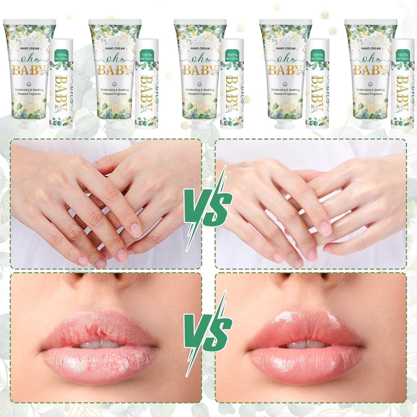 VESPRO 50 Pack Hand Cream Bulk and Lip Balm Bulk Gifts Sets, Baby Shower Favors and Bridal Shower Favors for Guests with Thank You Card and Organza Gift Bags, Thank You Gifts for Women (Oh Baby)