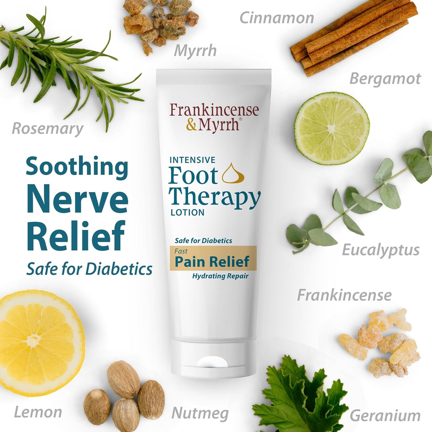 Frankincense and Myrrh Foot Pain Relief Cream - Intensive Foot Therapy Lotion - Diabetic Nerve Pain Relief Cream | Restless Leg Syndrome | Frankincense Essential Oil, 3 Ounce (2-Pack)