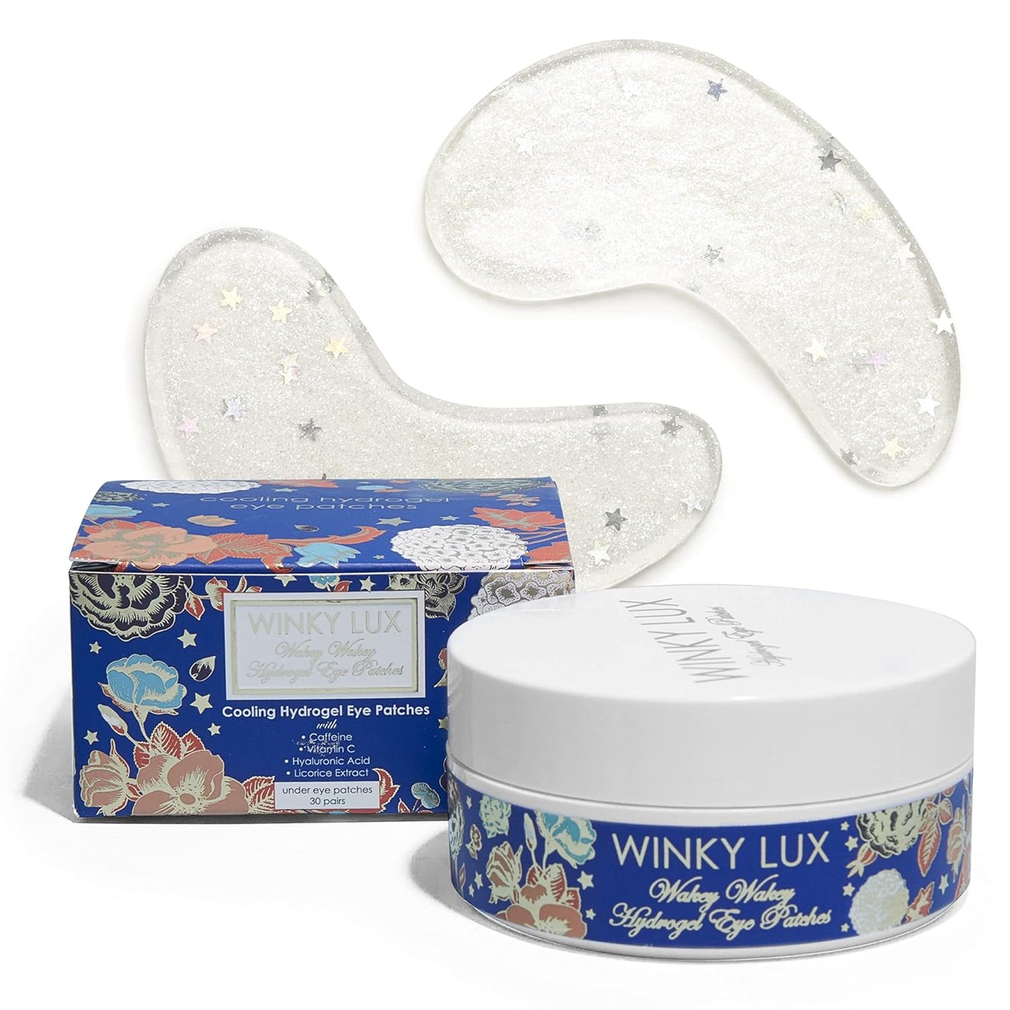 Winky Lux Wakey Wakey Hydrogel Eye Patches – Cooling Under Eye Patches for Puffiness, Dark Circles & Bags, Infused with Caffeine, Vitamin C & Hyaluronic Acid