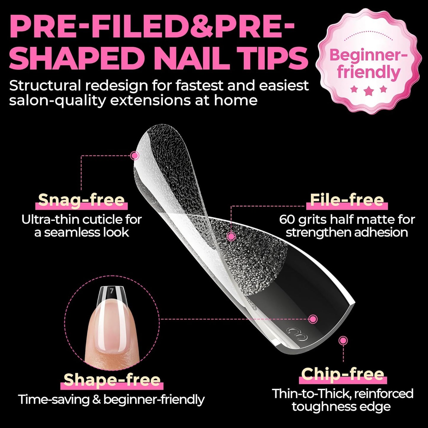 UNA GELLA Short Coffin Nails Tips, 504pcs No c Curve short Coffin Gel Press On Nails Pre Etched For Women Acrylic Nail Extension Full Cover Home Salon 12 Sizes