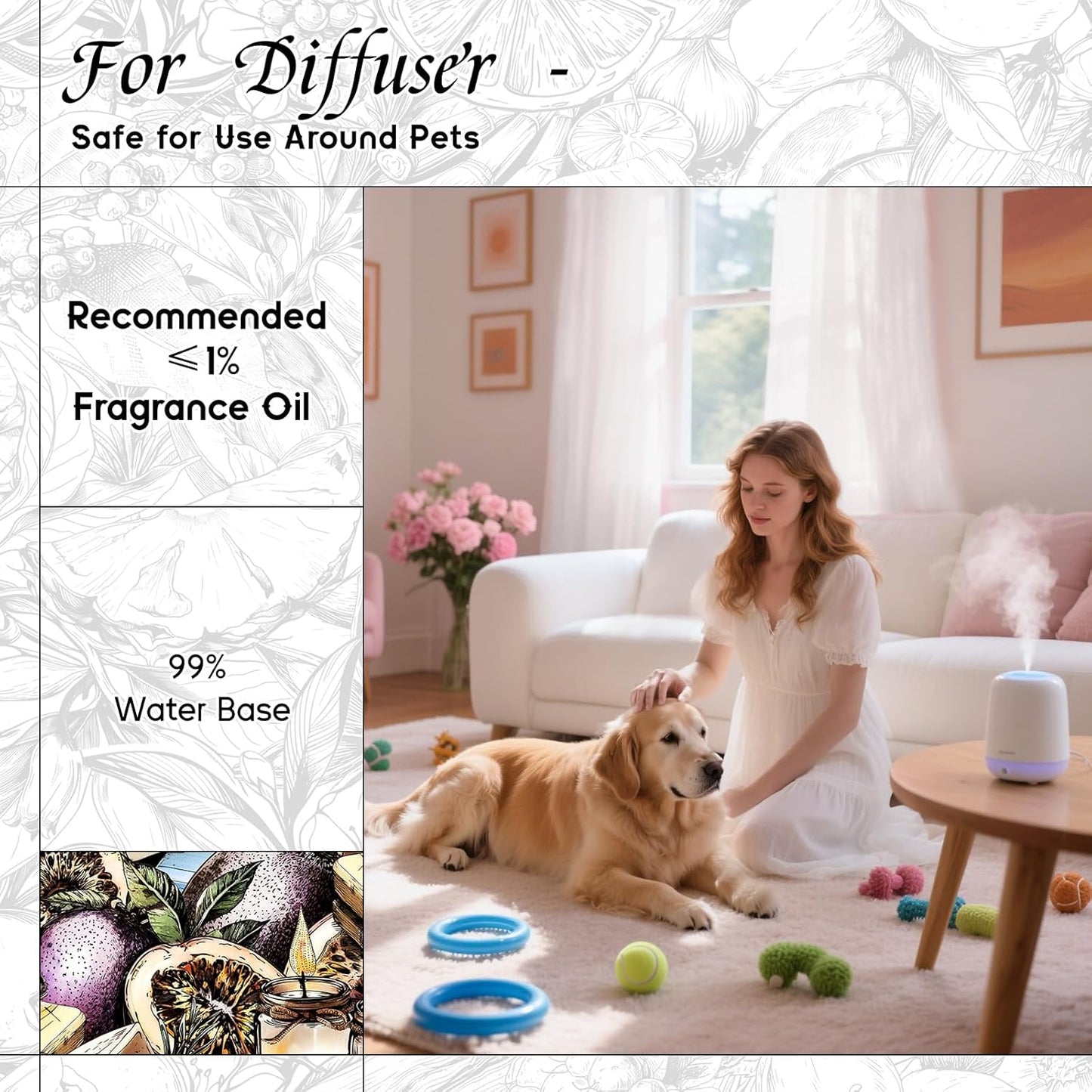 HIQILI Passion Fruit Fragrance Oil for Home Diffuser, Oil Burner, Great for Soap, Candle & Perfume Making, Add to Body Lotion - 1 Fl Oz