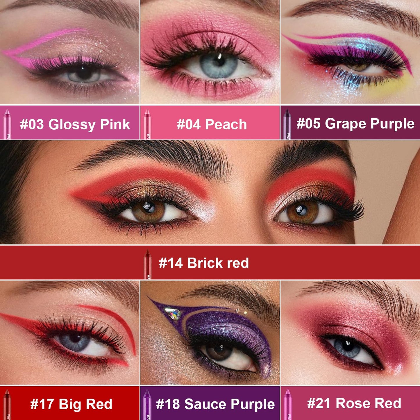 7 Colorful Eyeliner Pen Set, Eye Shadow Pencil, Pearl Eyeliner Kit Metallic Glitter Colored Eye liner for Women Eye&Lip Liner Professional Waterproof Eye Makeup (7PCS C)