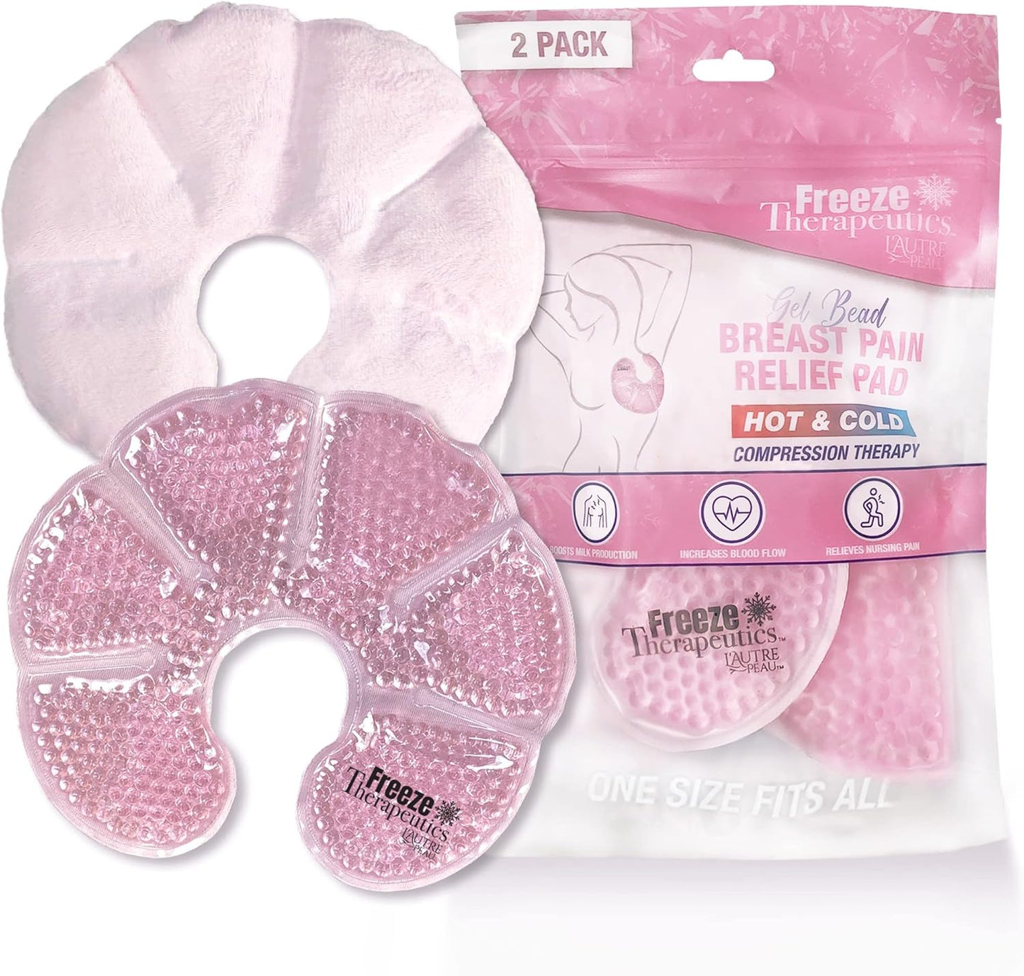 USA Merchant | Hot/Cold Plush Breast Gel Bead Packs by L'AUTRE PEAU Set of 2 Relief for Breastfeeding, Nursing Pain, Mastitis, Engorgement, Swelling, Plugged Ducts | Boost Milk Let-Down & Production
