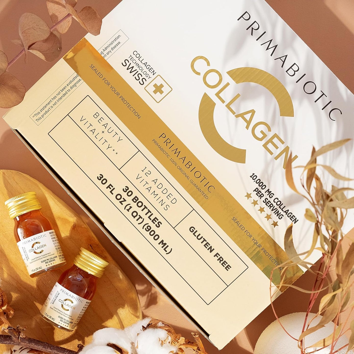 Liquid Collagen - High Collagen Content [10,000 Mg] Per Serving - Hydrolyzed Collagen and 12 Vitamins - Gluten Free- 900 Ml - Pack of 30 Bottles x 30 Ml (1)