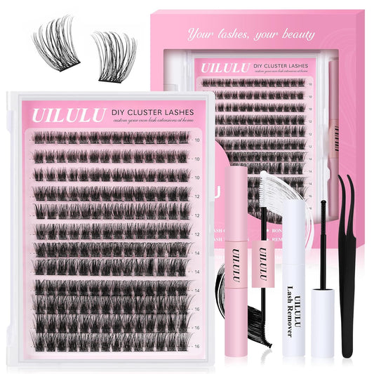 Lash Clusters kit 10-16mm DIY Lash Extension Kit 144 D Curl Fluffy Clusters Lashes 0.07D Individual Lashes Clusters False Eyelashes Set Eye Lash Kits Extensions Kit